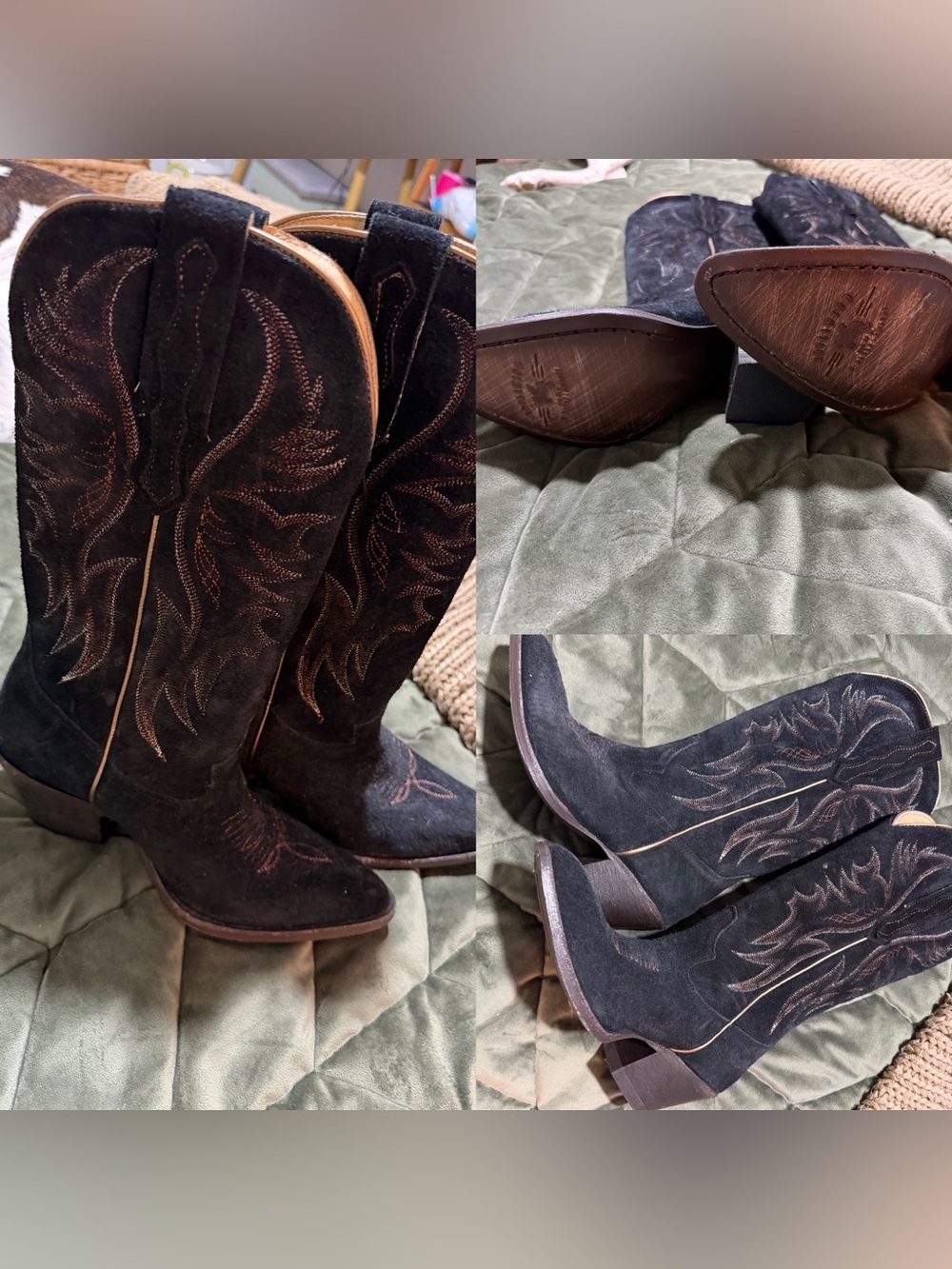 Idyllwind Black Suede Embroidered Western Heeled Boots